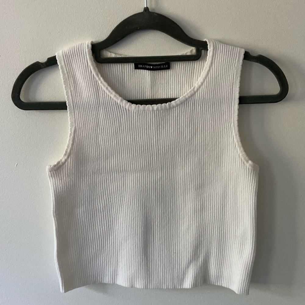 Brandy Melville Ribbed Crop Top - White